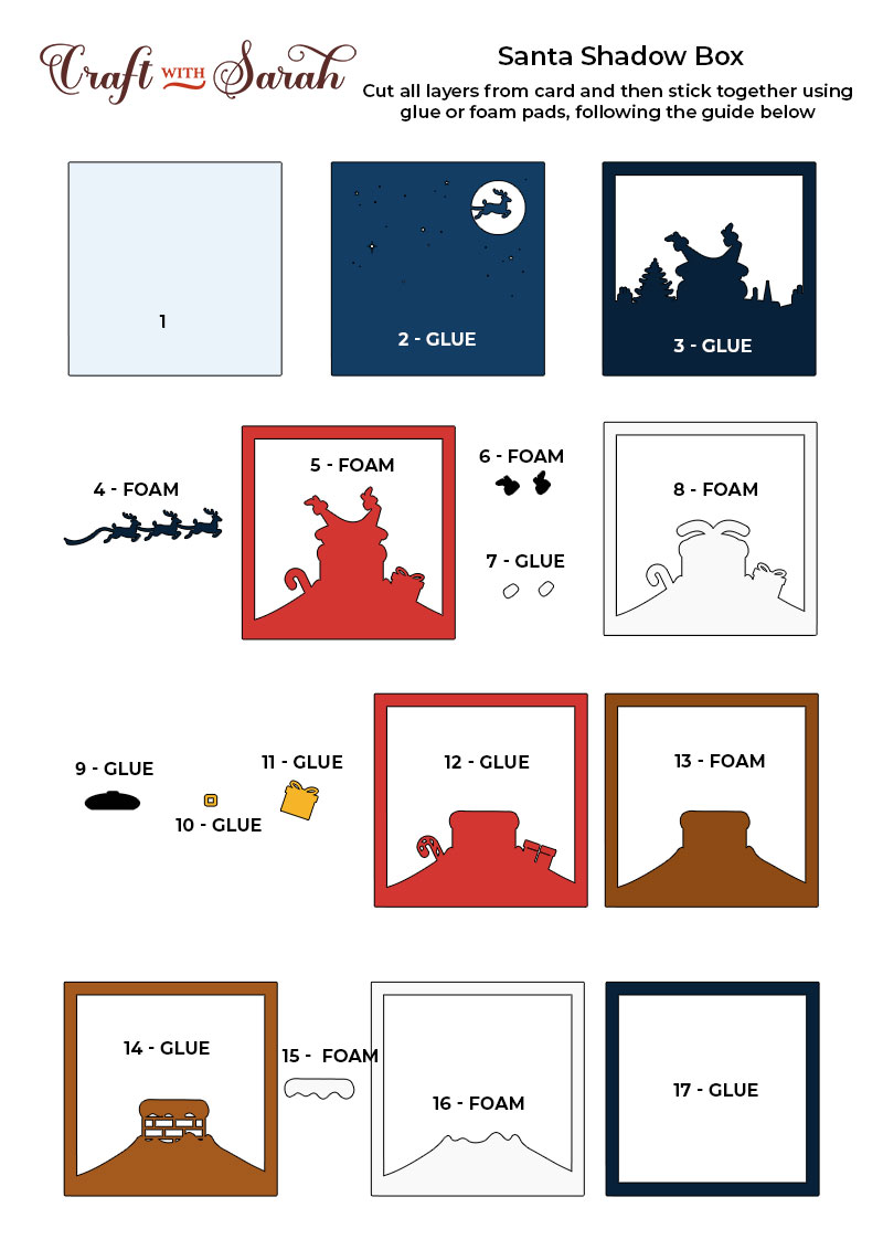 Santa shadow box assembly guide
