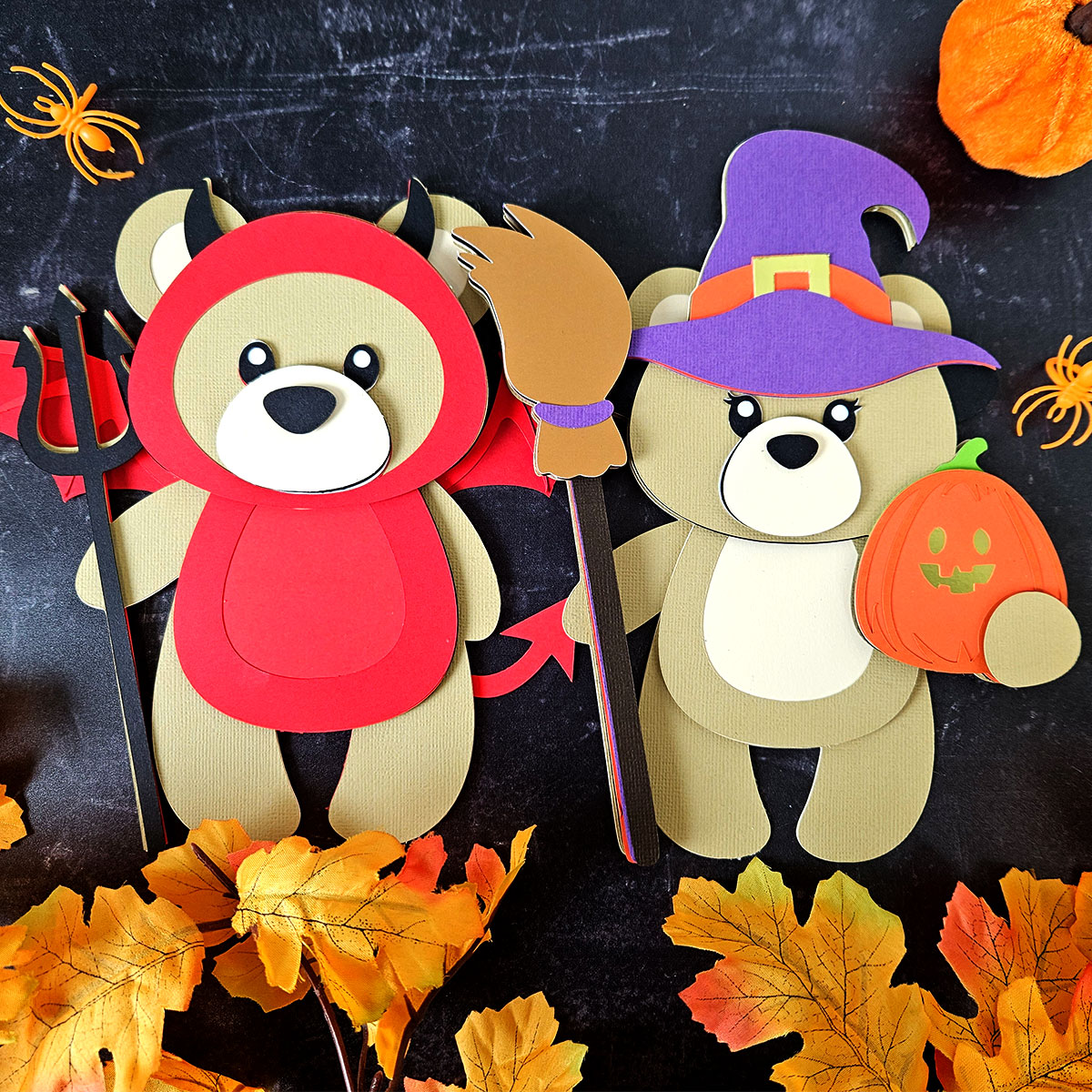 Halloween papercraft teddy bears for Cricut