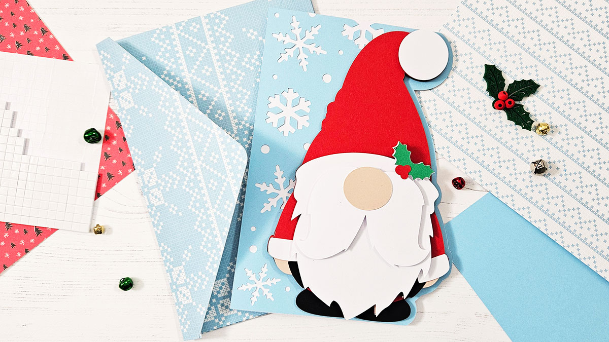 Santa gnome side-edge card