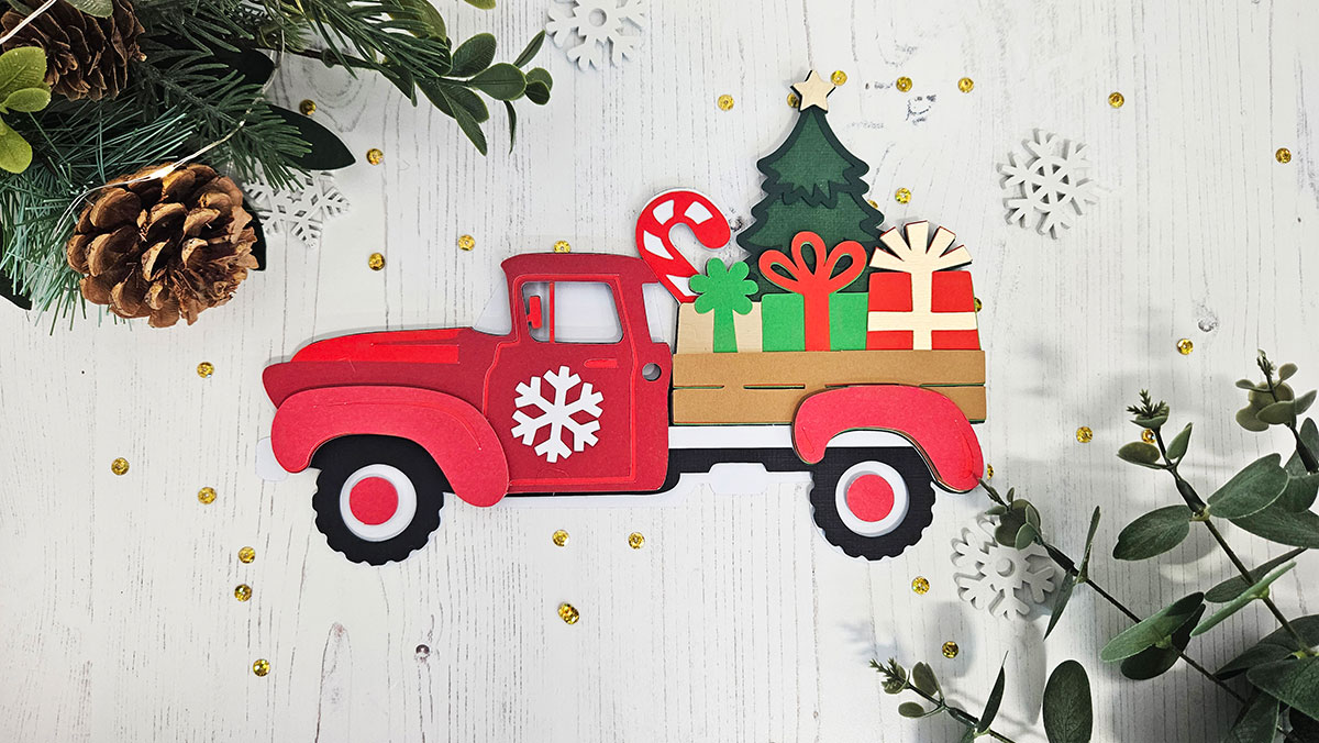 Festive Christmas Truck with Tree & Gifts