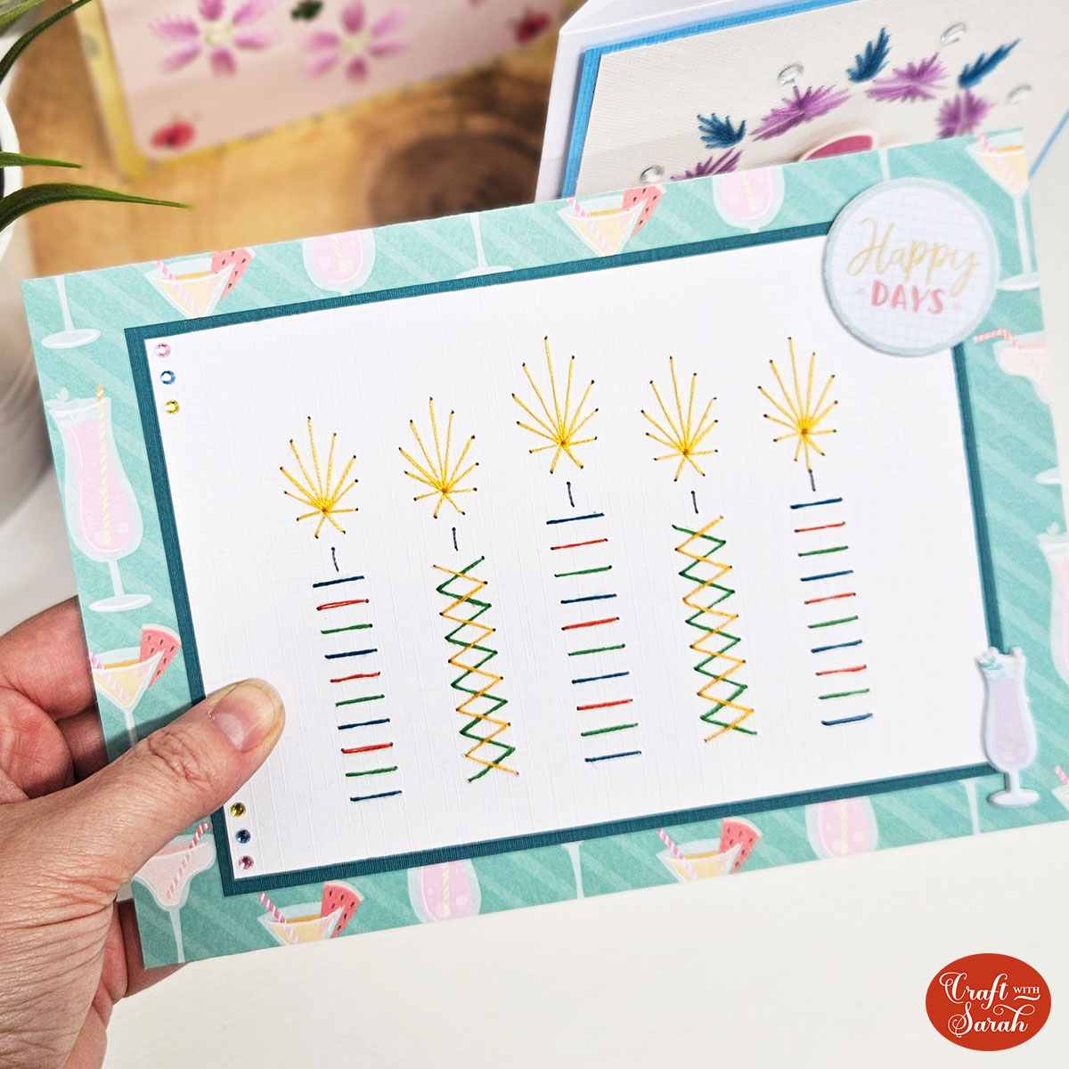 Free Birthday Candles Card Stitching Pattern