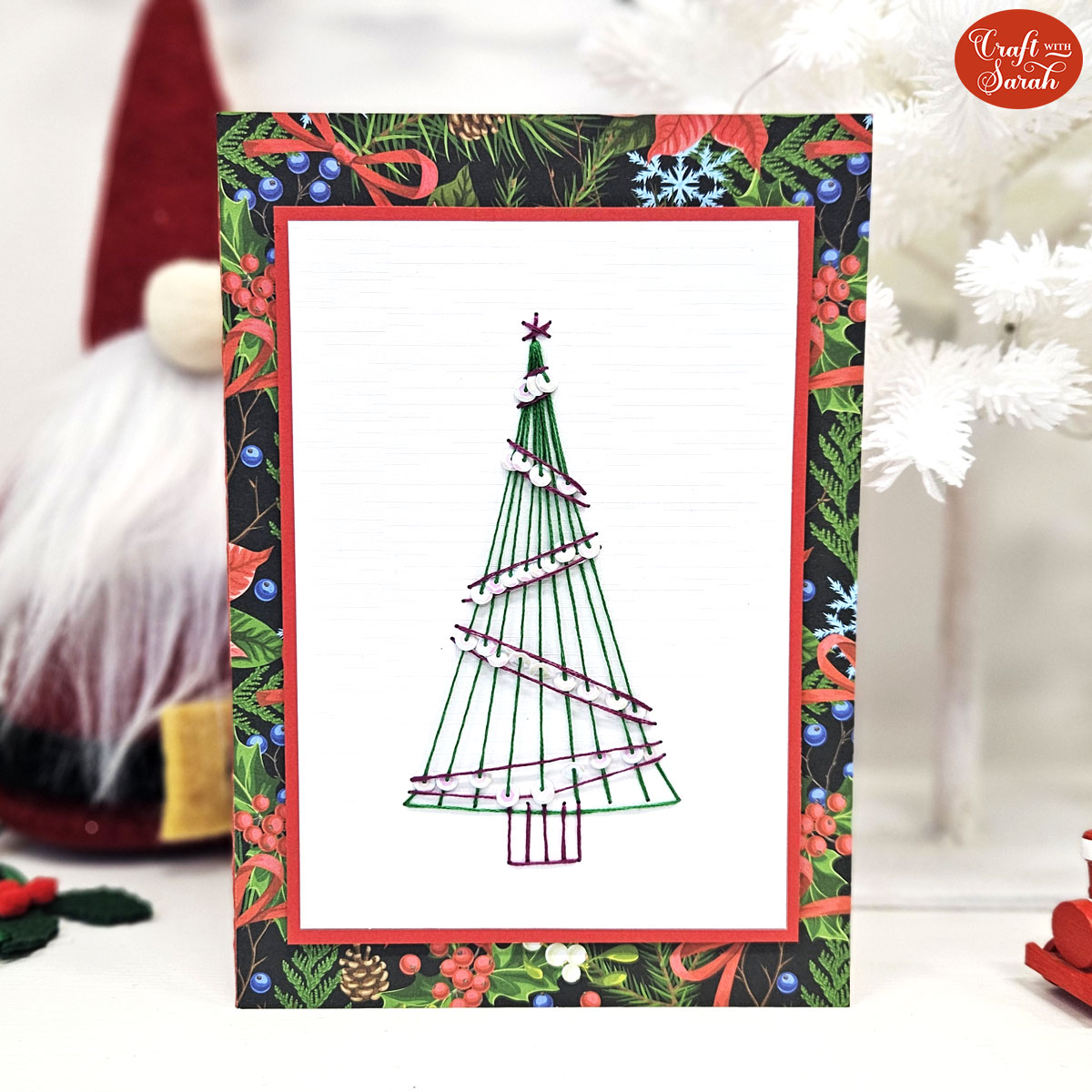 Free Beaded Christmas Tree Card Stitching Pattern