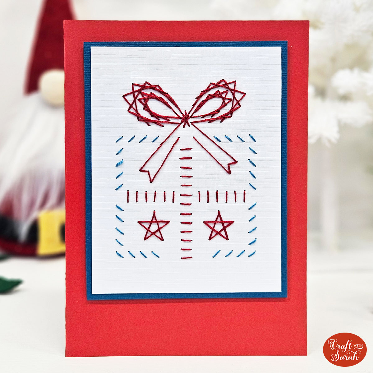 Free Gift Box Card Stitching Pattern
