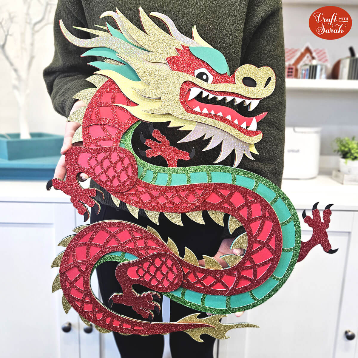 Cricut dragon papercraft project