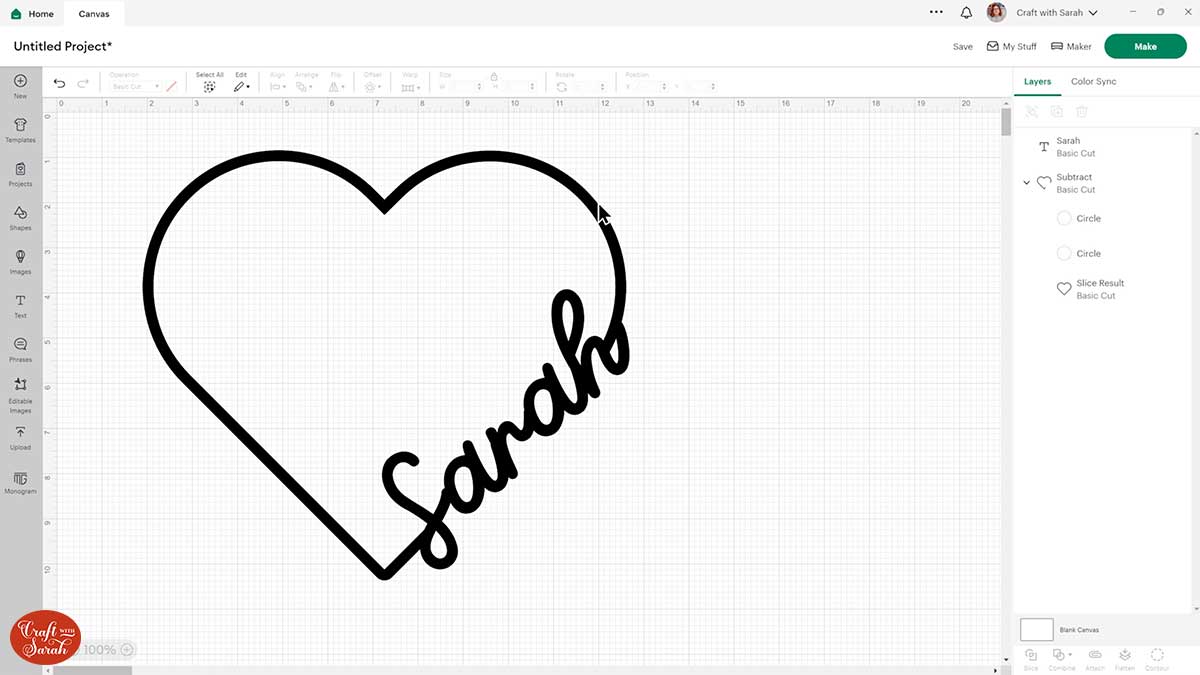 How to Put Text Inside a Shape in Cricut Design Space Craft with Sarah