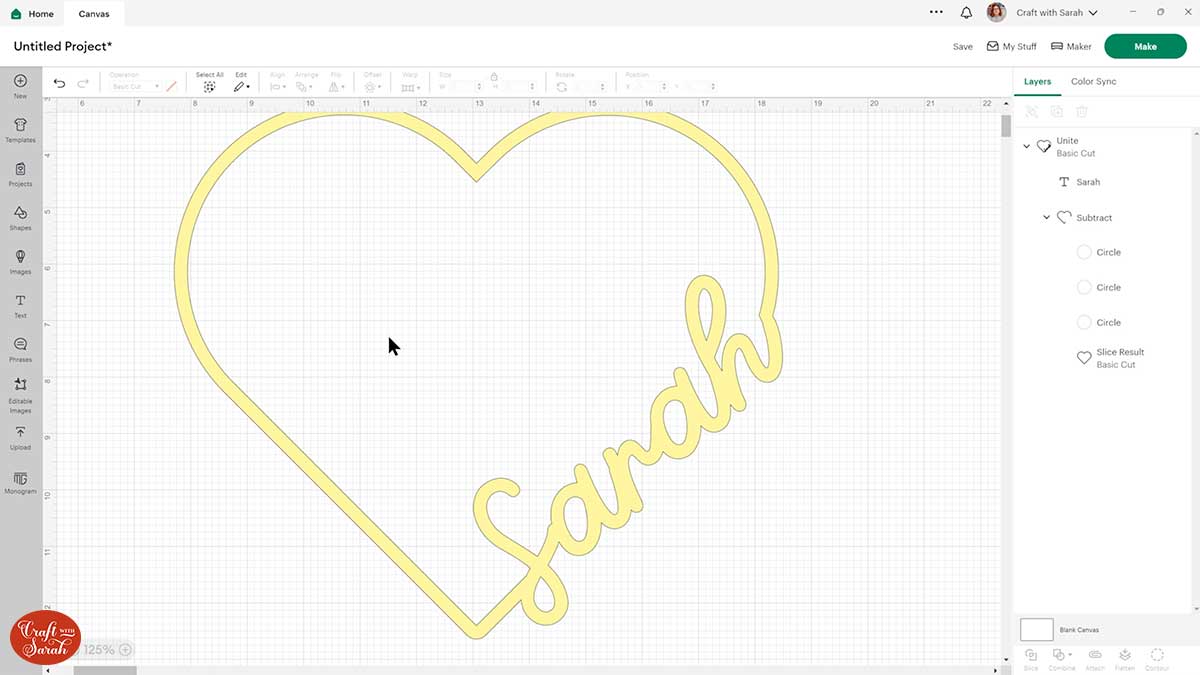 How to Put Text Inside a Shape in Cricut Design Space - Craft with Sarah