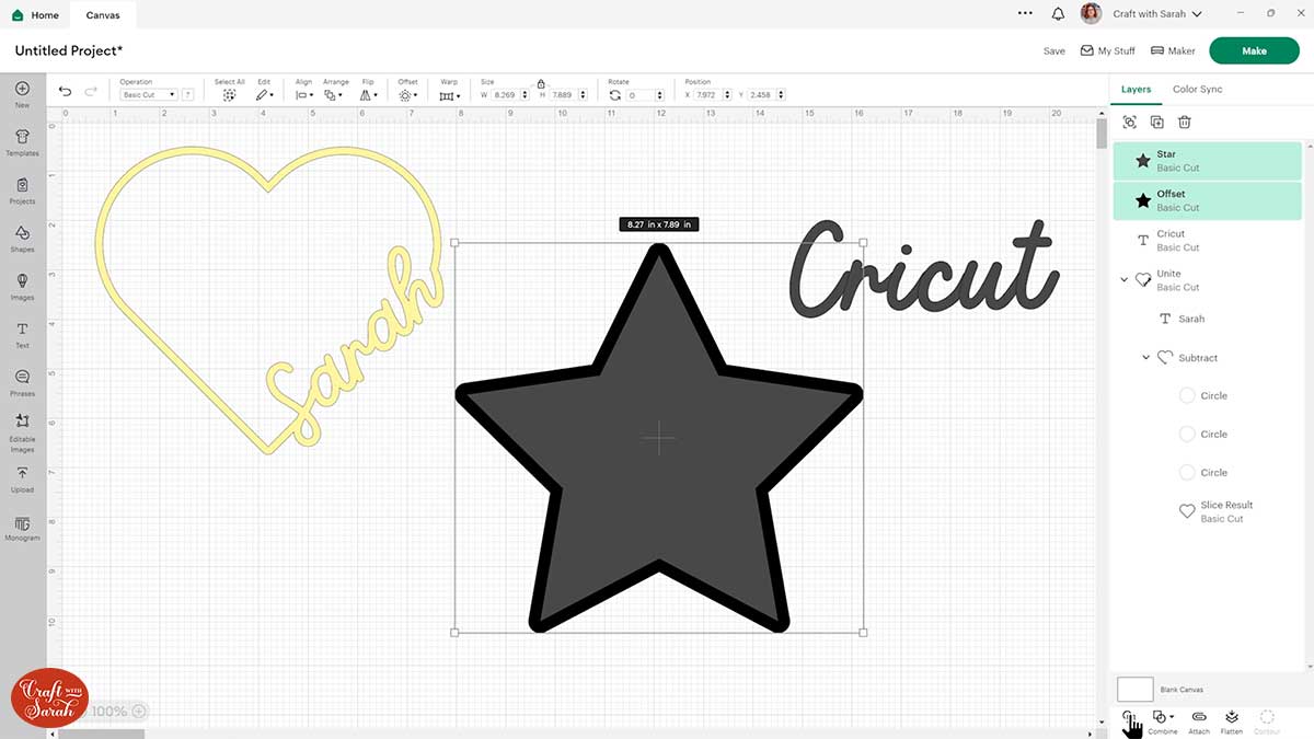 How to Put Text Inside a Shape in Cricut Design Space - Craft with Sarah
