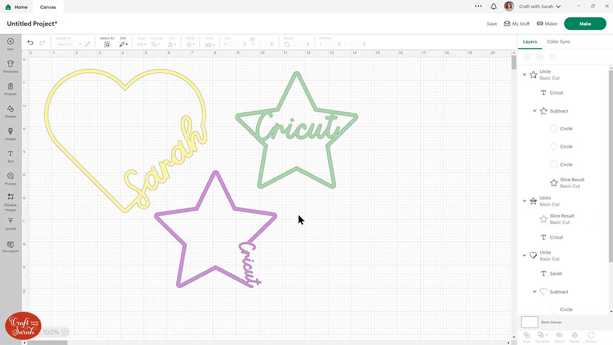 How to Put Text Inside a Shape in Cricut Design Space - Craft with Sarah