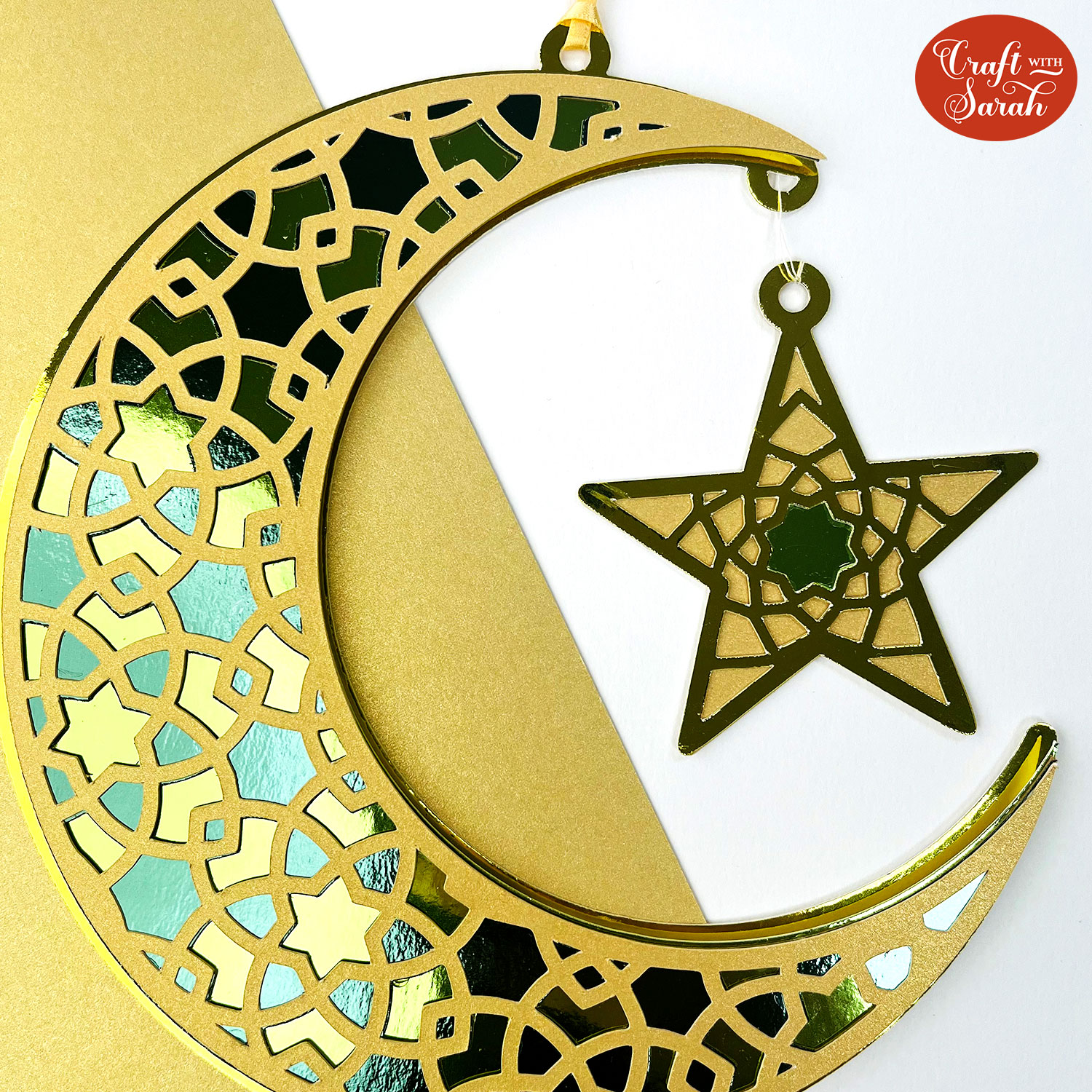Hanging Moon & Star Decoration 🌙 Layered Eid SVG
