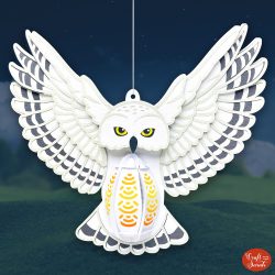 Cricut Lantern FREE SVG 🦉 3D Snowy Owl Craft Project - Craft with Sarah